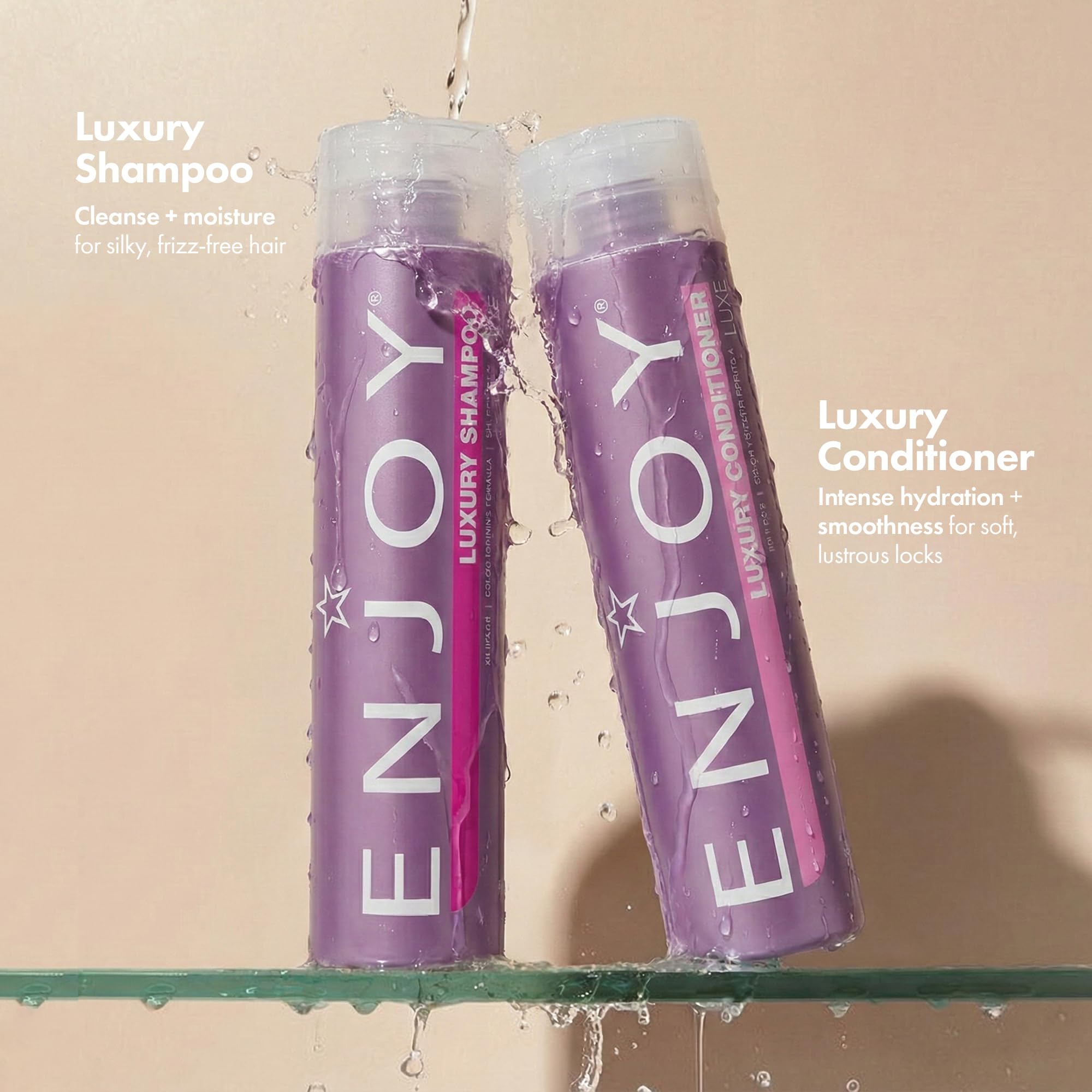 Enjoy Luxury Shampoo & Conditioner – Frizz Control, Moisture for Thick Curly Hair (Sulfate-Free, 10.1 Fl Oz)