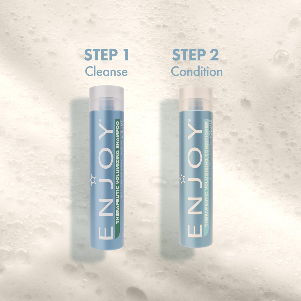 Enjoy Therapeutic Volumizing Shampoo & Conditioner Duo for Fine & Thinning Hair – Peppermint & Menthol, 2-Pack