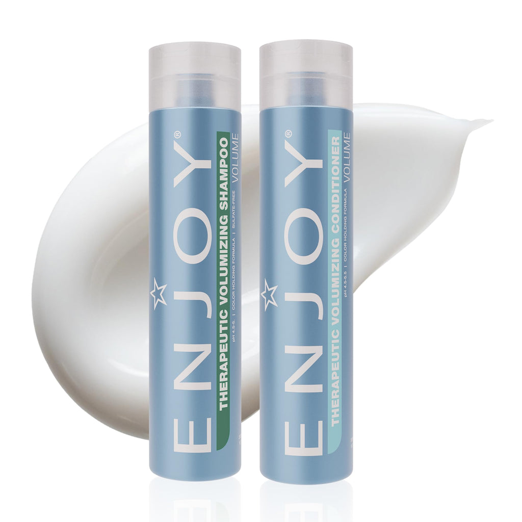 Enjoy Therapeutic Volumizing Shampoo & Conditioner Duo for Fine & Thinning Hair – Peppermint & Menthol, 2-Pack