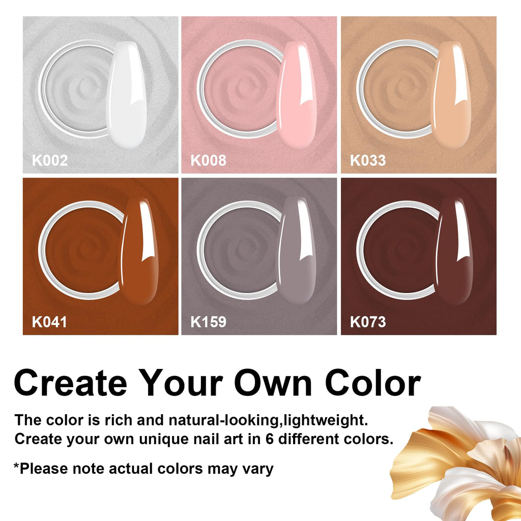 Eodci 12-Pcs Dip Powder Nail Kit Starter — 6 Nude Colors, No Lamp Needed