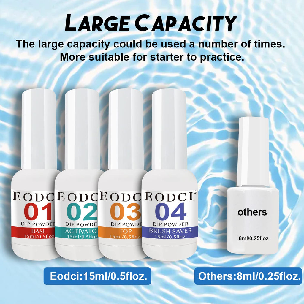 Eodci Dip Powder Nail Kit Starter – 6 Colors, Base & Top Coat, Activator, Brush Saver (12 Pcs)
