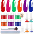 Eodci Dip Powder Nail Kit Starter – 6 Colors, Base & Top Coat, Activator, Brush Saver (12 Pcs)