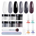 Eodci Dip Powder Nail Kit Starter - 6 Glitter Colors, No Lamp Needed, Base & Top Coat Included