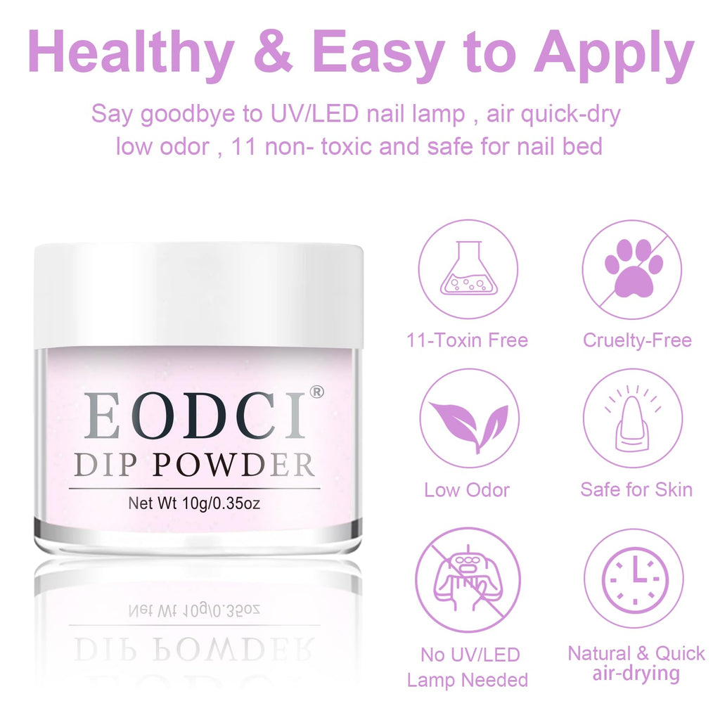 eodci 12-Pcs Dip Powder Nail Kit Starter – 6 Jelly Nude Pink Colors with Base, Top Coat, Activator & Brush Saver