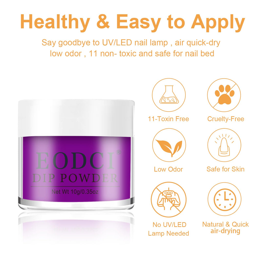 Eodci Dip Powder Nail Kit Starter – 6 Colors, Base & Top Coat, Activator, Brush Saver (12 Pcs)