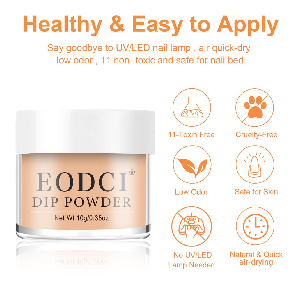 Eodci 12-Pcs Dip Powder Nail Kit Starter — 6 Nude Colors, No Lamp Needed