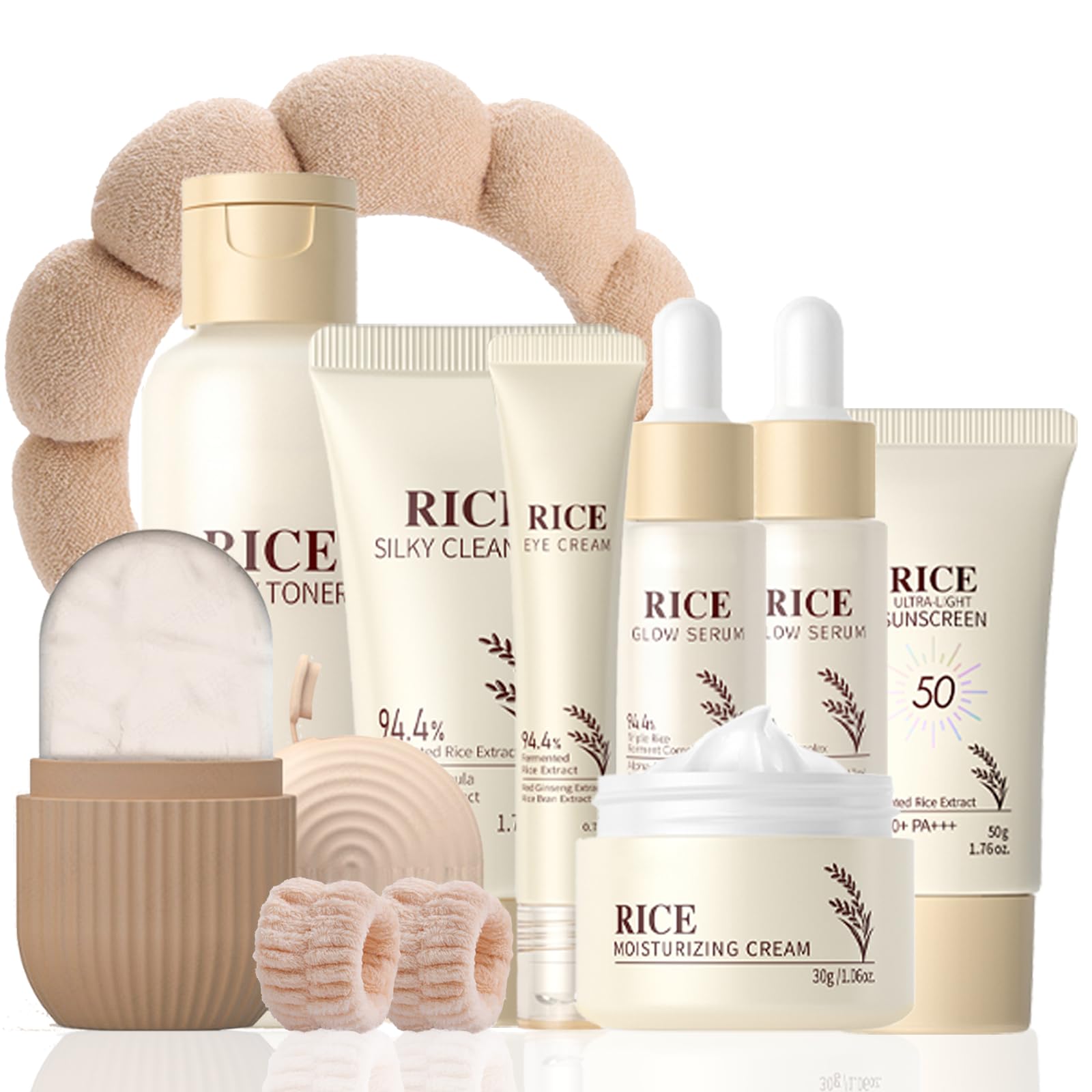 EONFAVE Rice Skincare Set for Teens — Hydrating Routine Kit (Cleanser, Serum, Sunscreen)