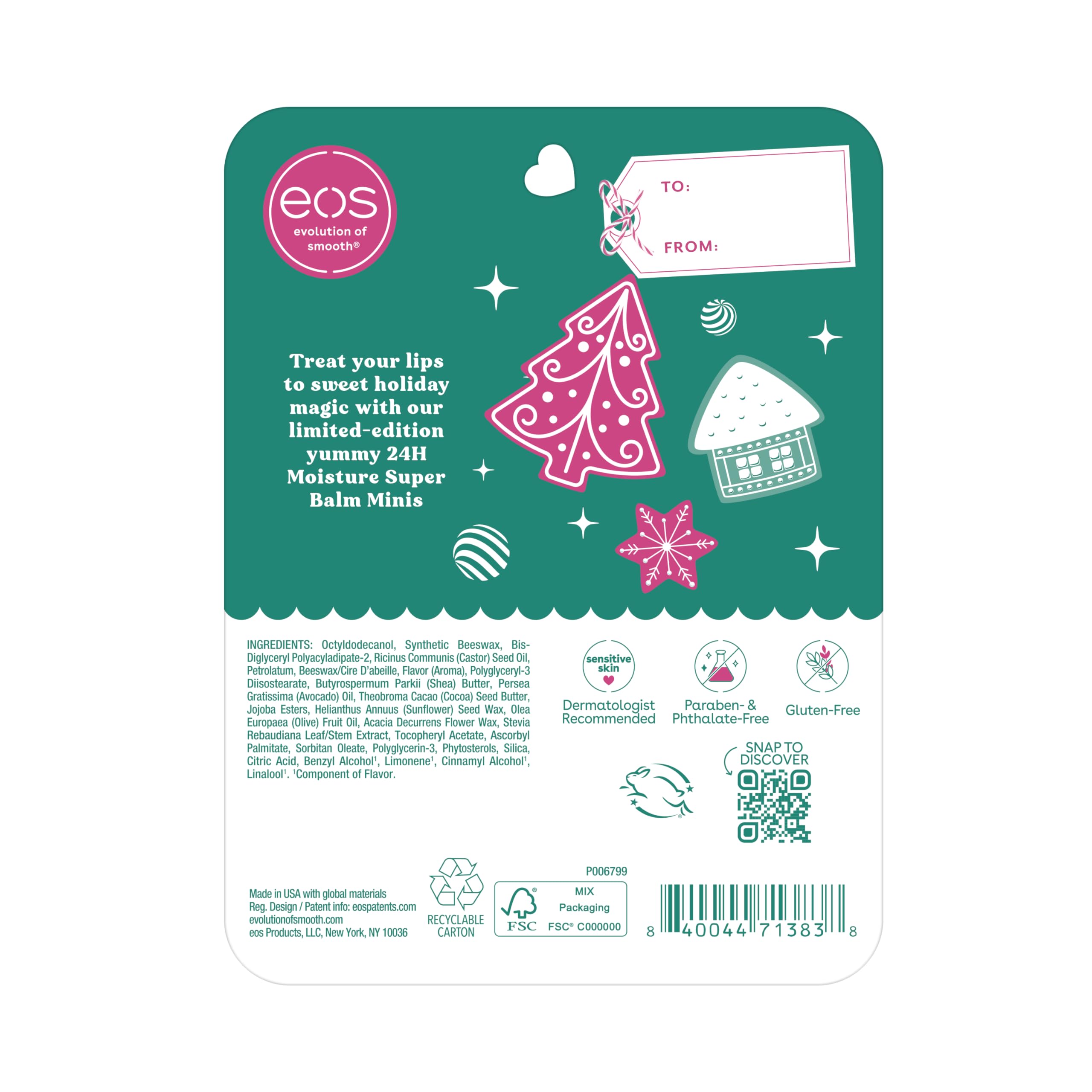 EOS Holiday 24H Mini Super Balm Set — Speculoos, Gingerbread, Vanilla Cake Batter (3 x 0.20 oz)