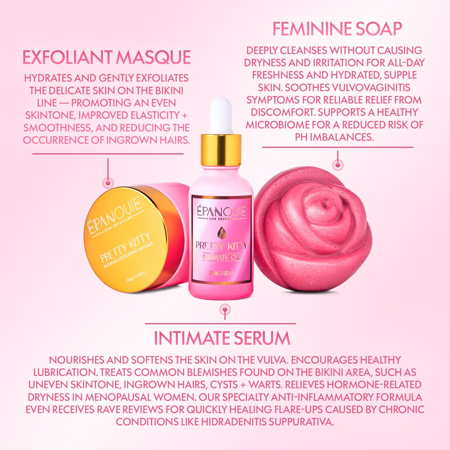 ÉPANOUIE Epanouie Skin | Pretty Kitty Intimate Care — Premium Botanical Hygiene Trio Set
