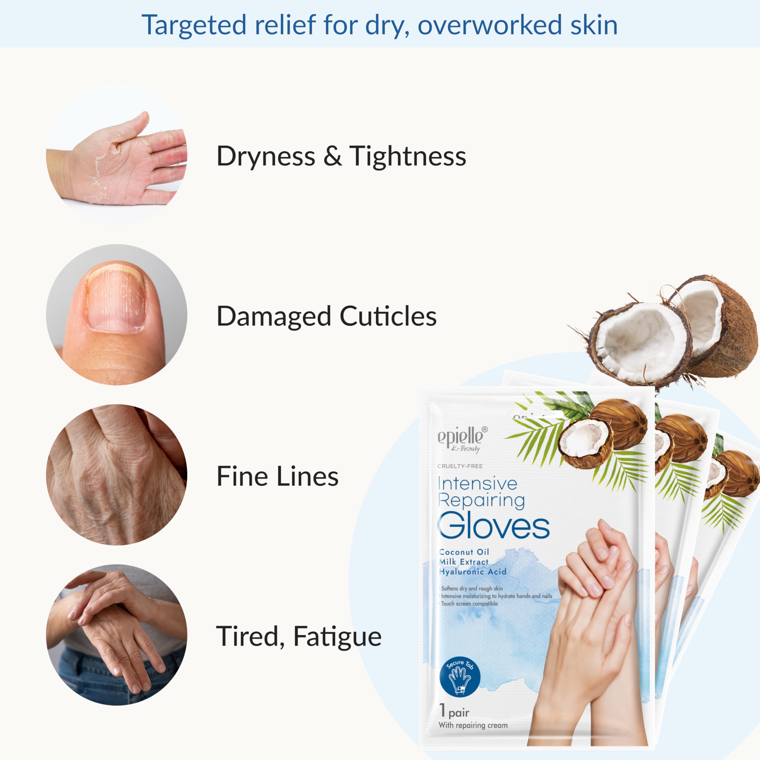 Epielle Intensive Repairing Hand Masks – Deep Moisturizing Gloves (6 Pairs)