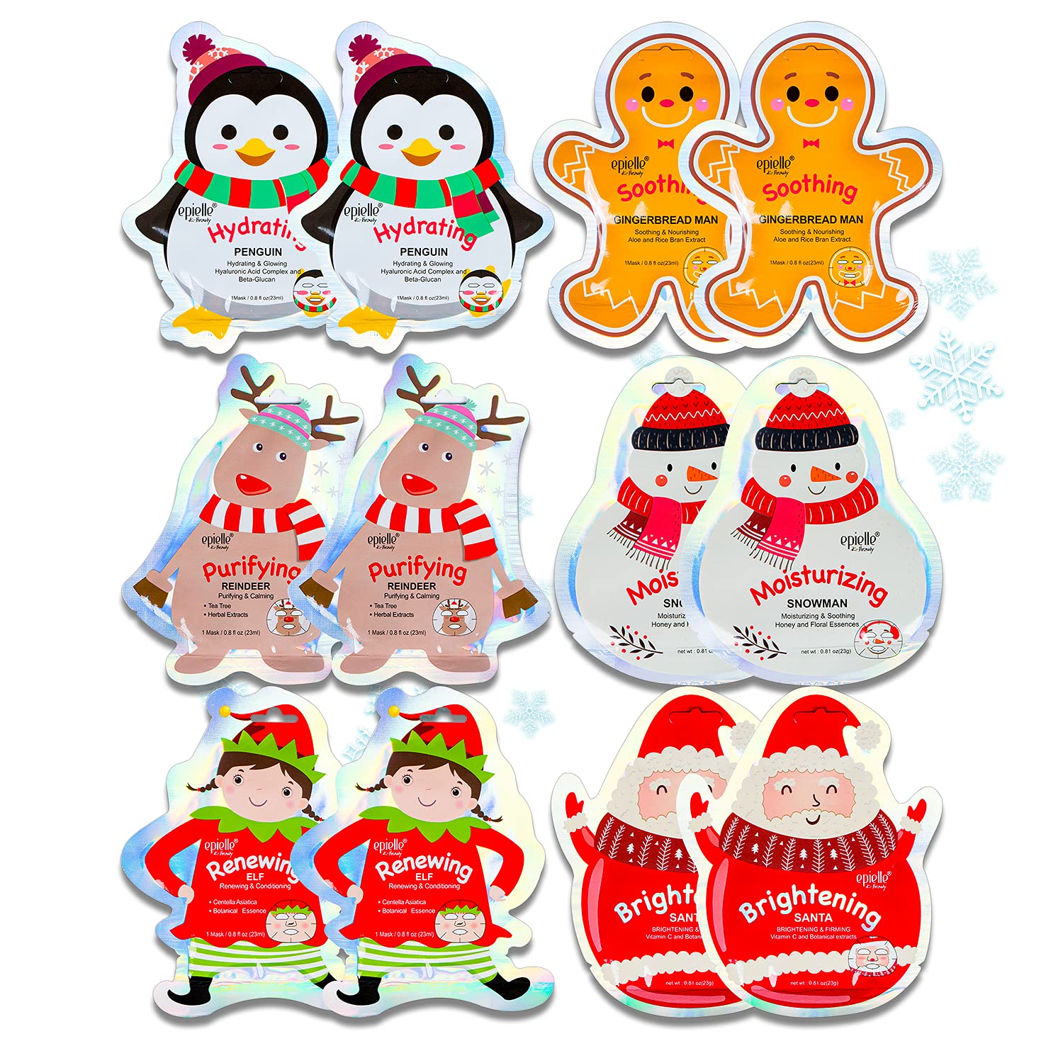 Epielle Holiday Character Mask 12 Pack – Fun Korean Skincare Gift