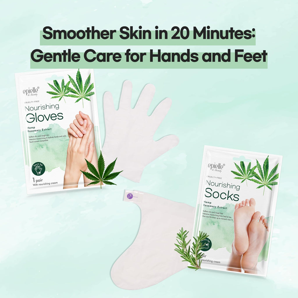 Epielle Nourishing Hand Mask – Deep Hydration with Hemp & Rosemary (6 Pairs)