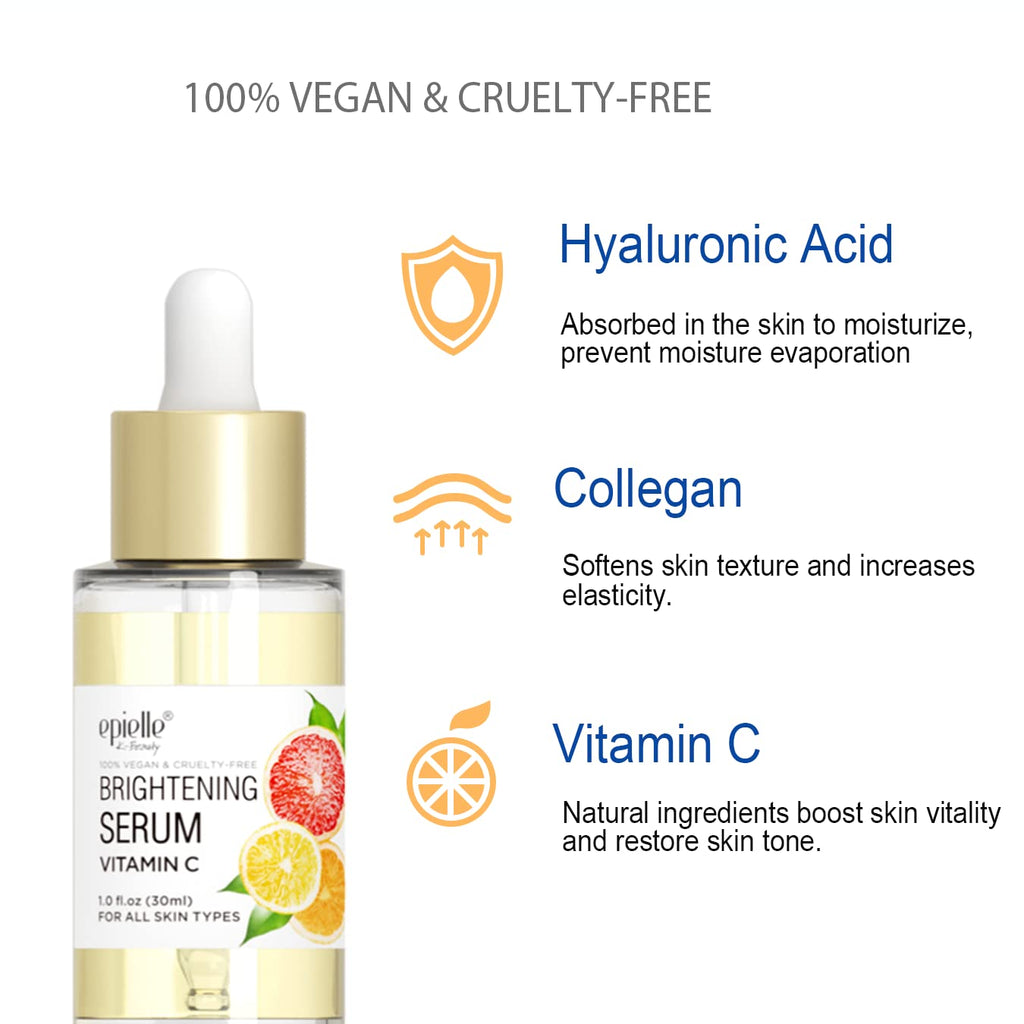 Epielle Hydrating Vitamin C Serum with Hyaluronic Acid — 100% Vegan & Cruelty-Free