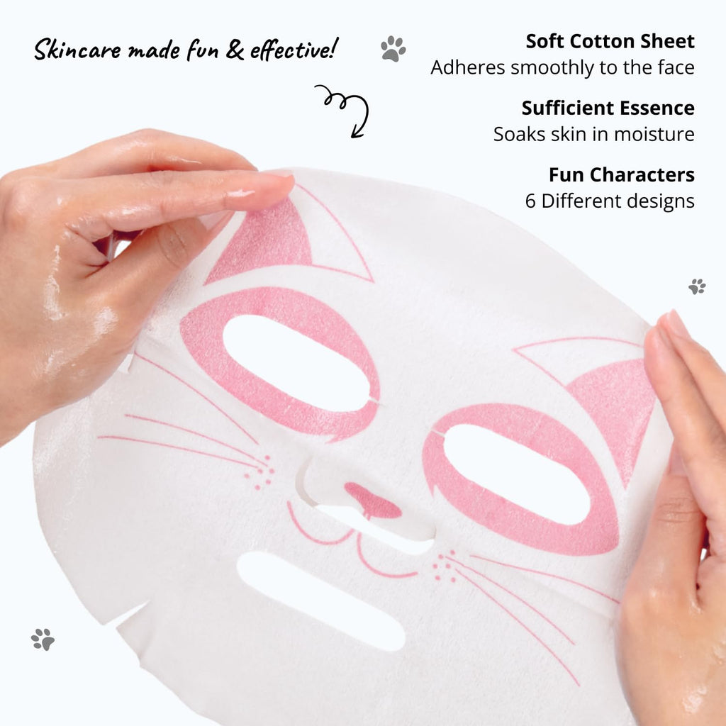 Epielle Wave & Wild Character Face Masks – 12 Pack | Fun Korean Skincare