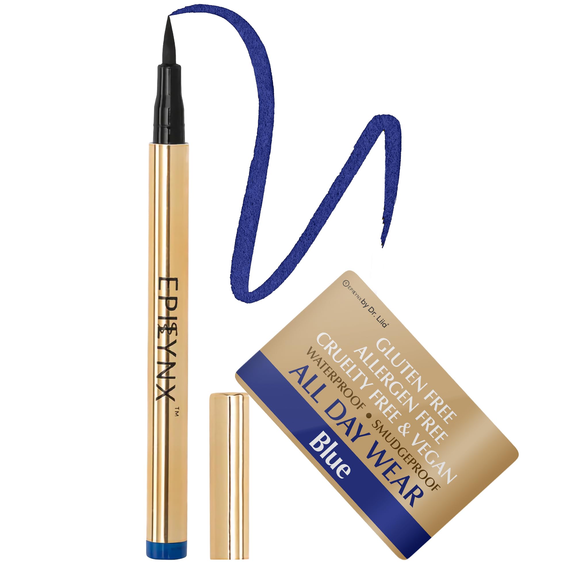 EPILYNX Liquid Eyeliner - Hypoallergenic, Waterproof with Fine Brush Tip (Blue, 2mL)