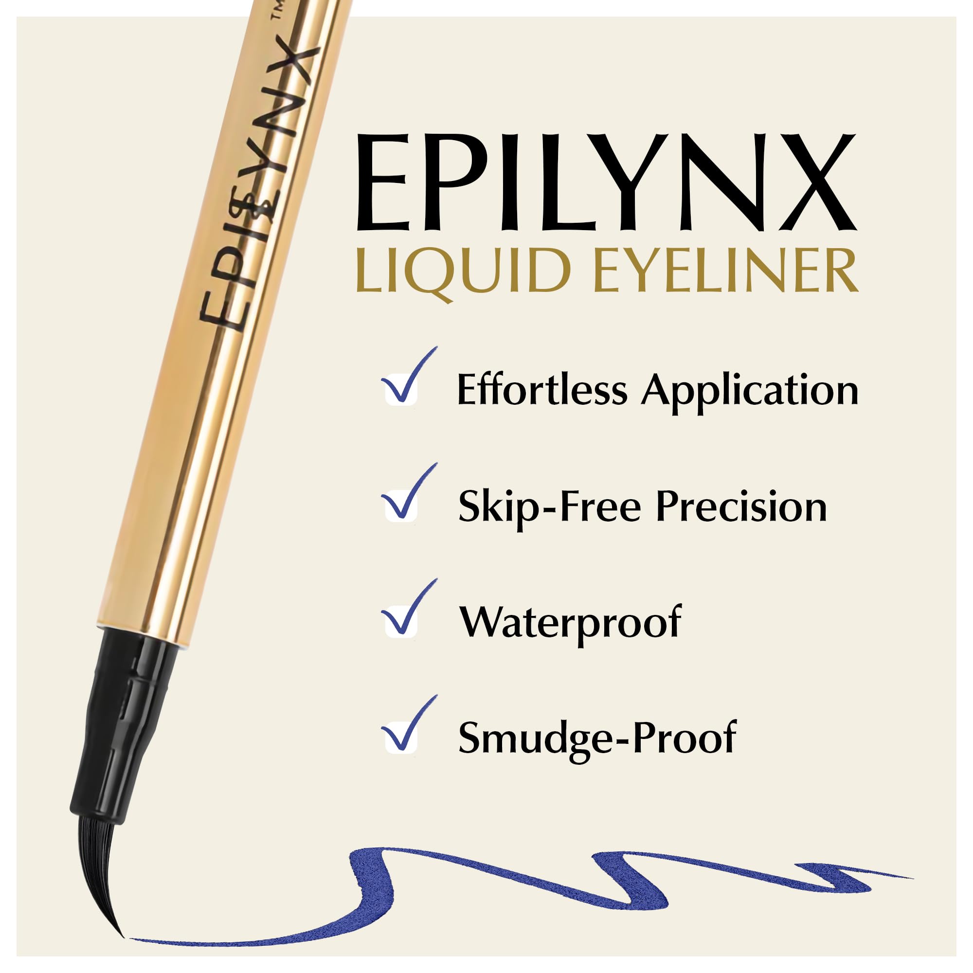 EPILYNX Liquid Eyeliner - Hypoallergenic, Waterproof with Fine Brush Tip (Blue, 2mL)