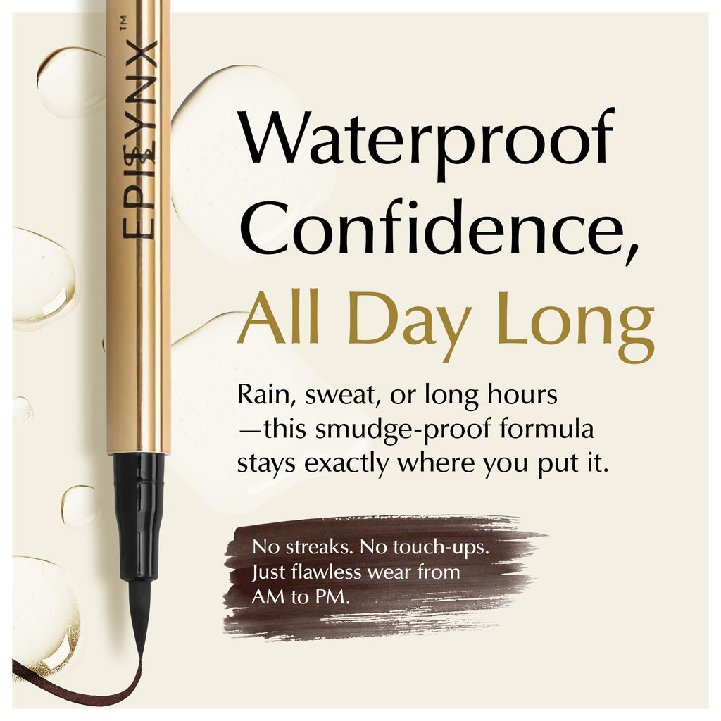 EPILYNX Liquid Eyeliner – Hypoallergenic & Waterproof Brown, 2mL, Fine Brush Tip