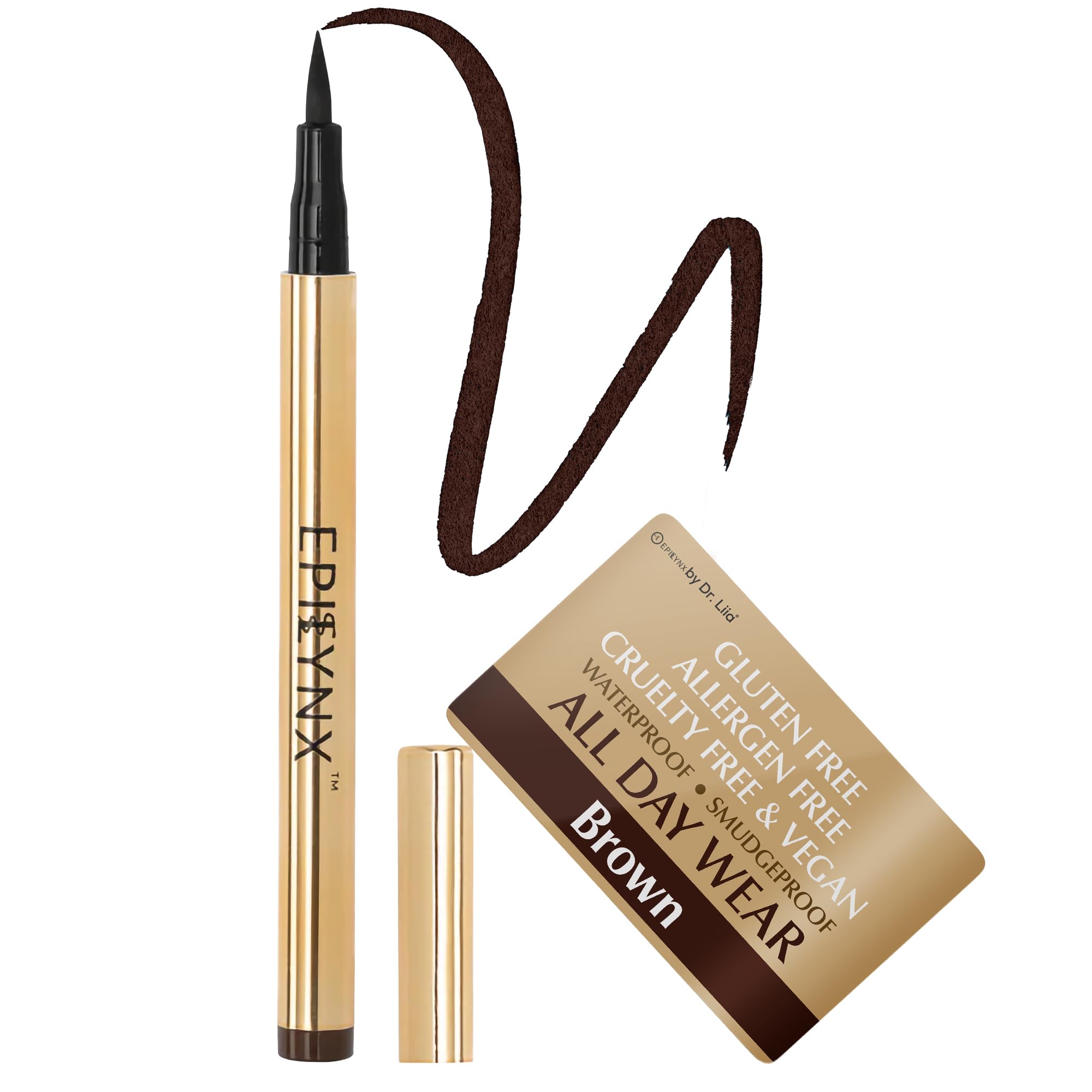 EPILYNX Liquid Eyeliner – Hypoallergenic & Waterproof Brown, 2mL, Fine Brush Tip
