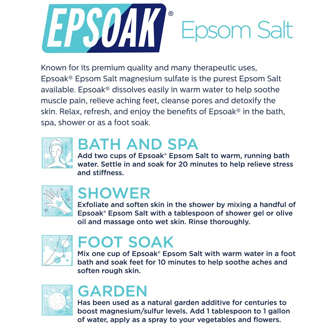 Epsoak Epsom Salt 10 lb Bulk – USP Magnesium Sulfate, Unscented, USA Made