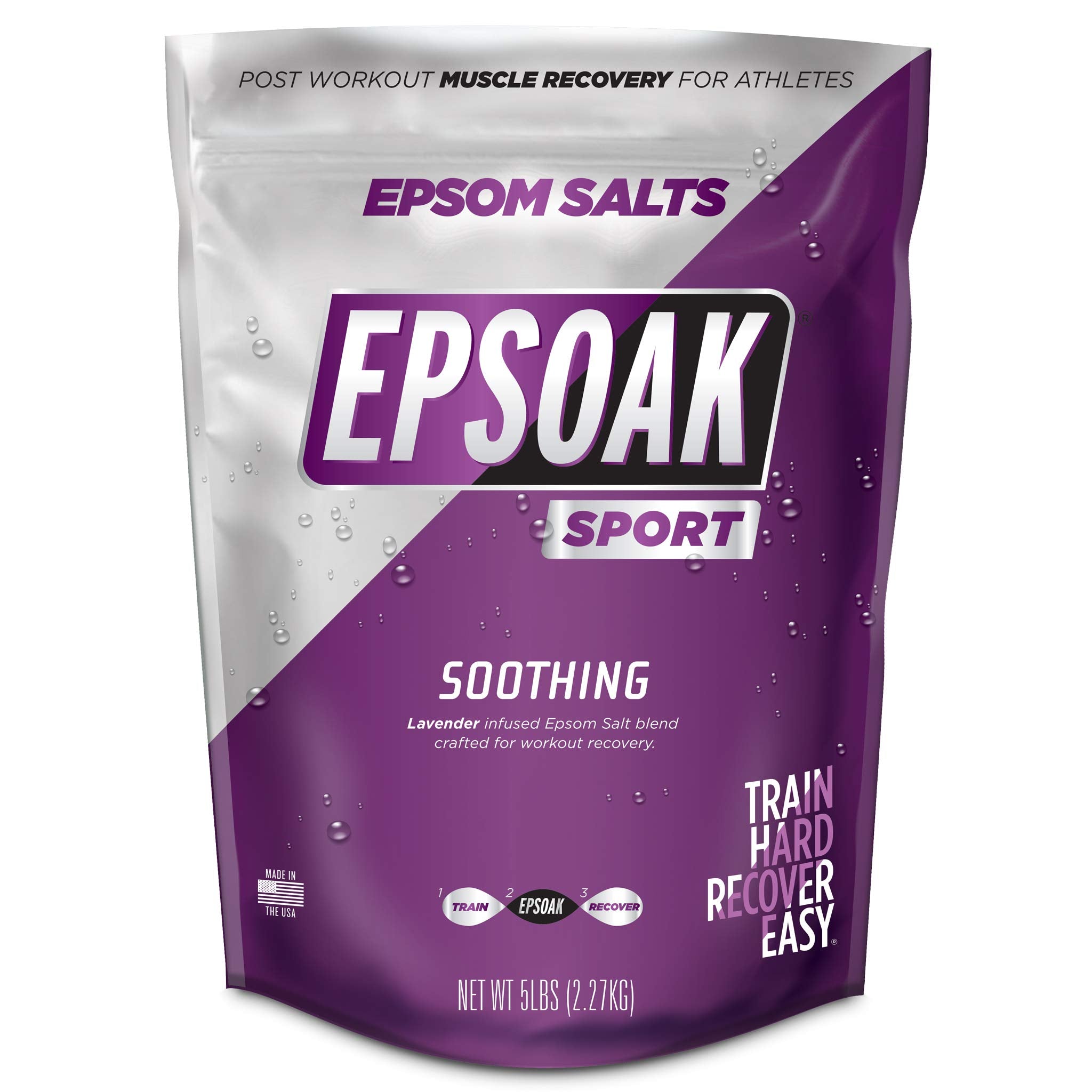 Epsoak Sport Recovery Epsom Salt Soak – Lavender Magnesium Sulfate, USA Made, 5 lbs