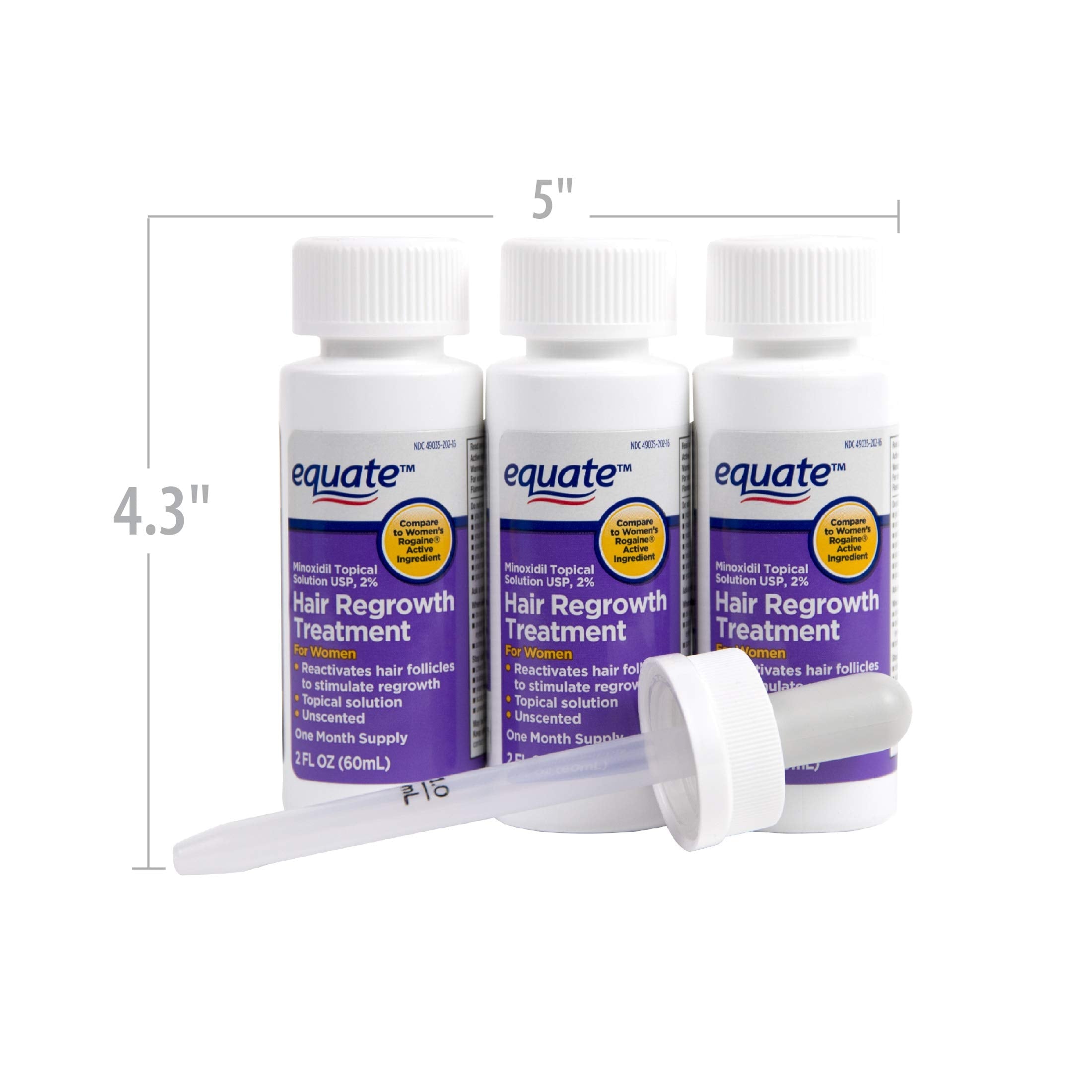 Equate Hair Regrowth Treatment for Women – 2 oz, 3 Month USA Supply