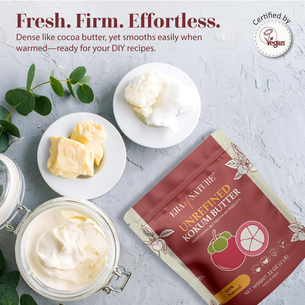 Era of Nature Kokum Butter Raw – 32 oz | Pure Unrefined Butter for DIY Skincare