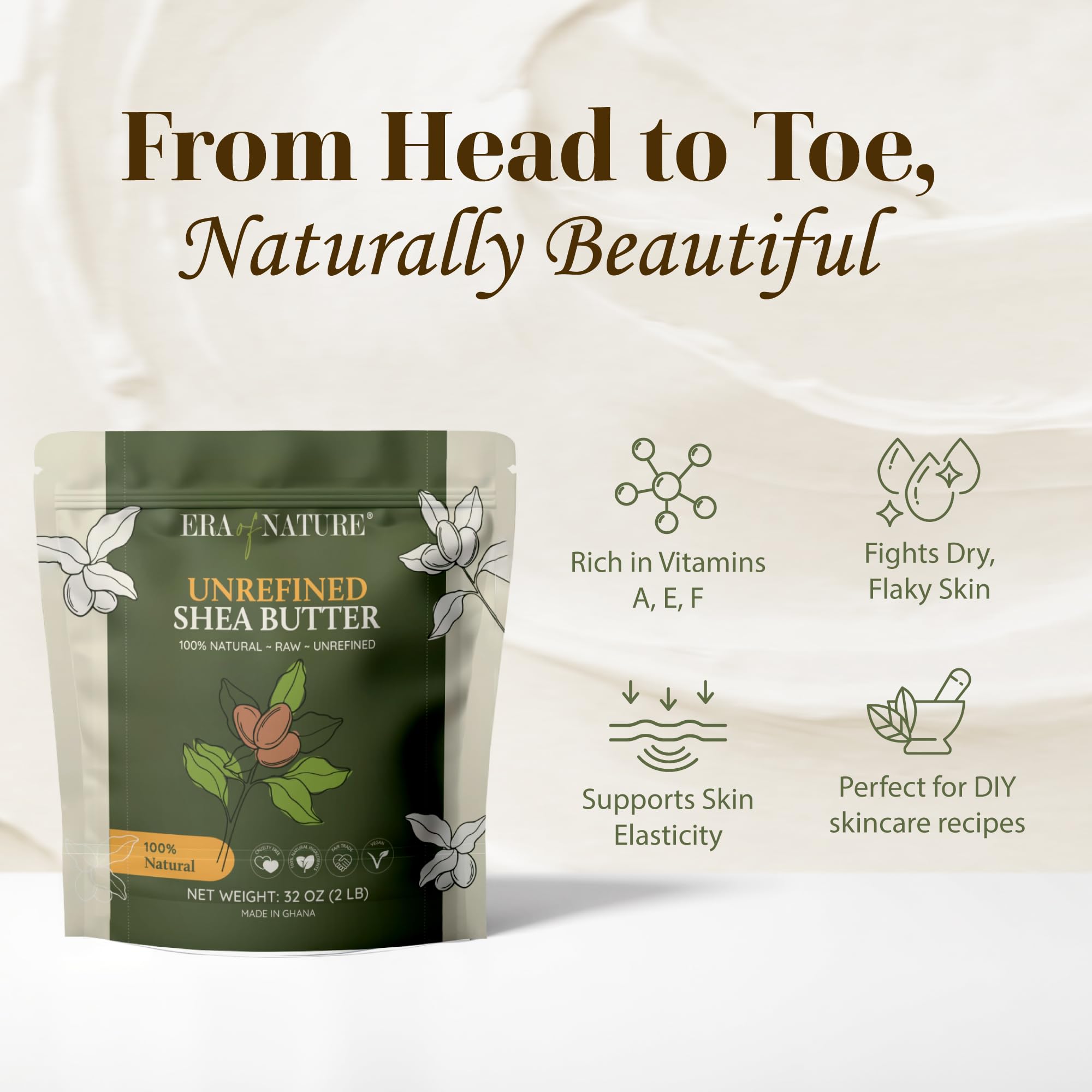 Era of Nature Organic Raw Shea Butter 32oz – Ivory White for Skin & Hair