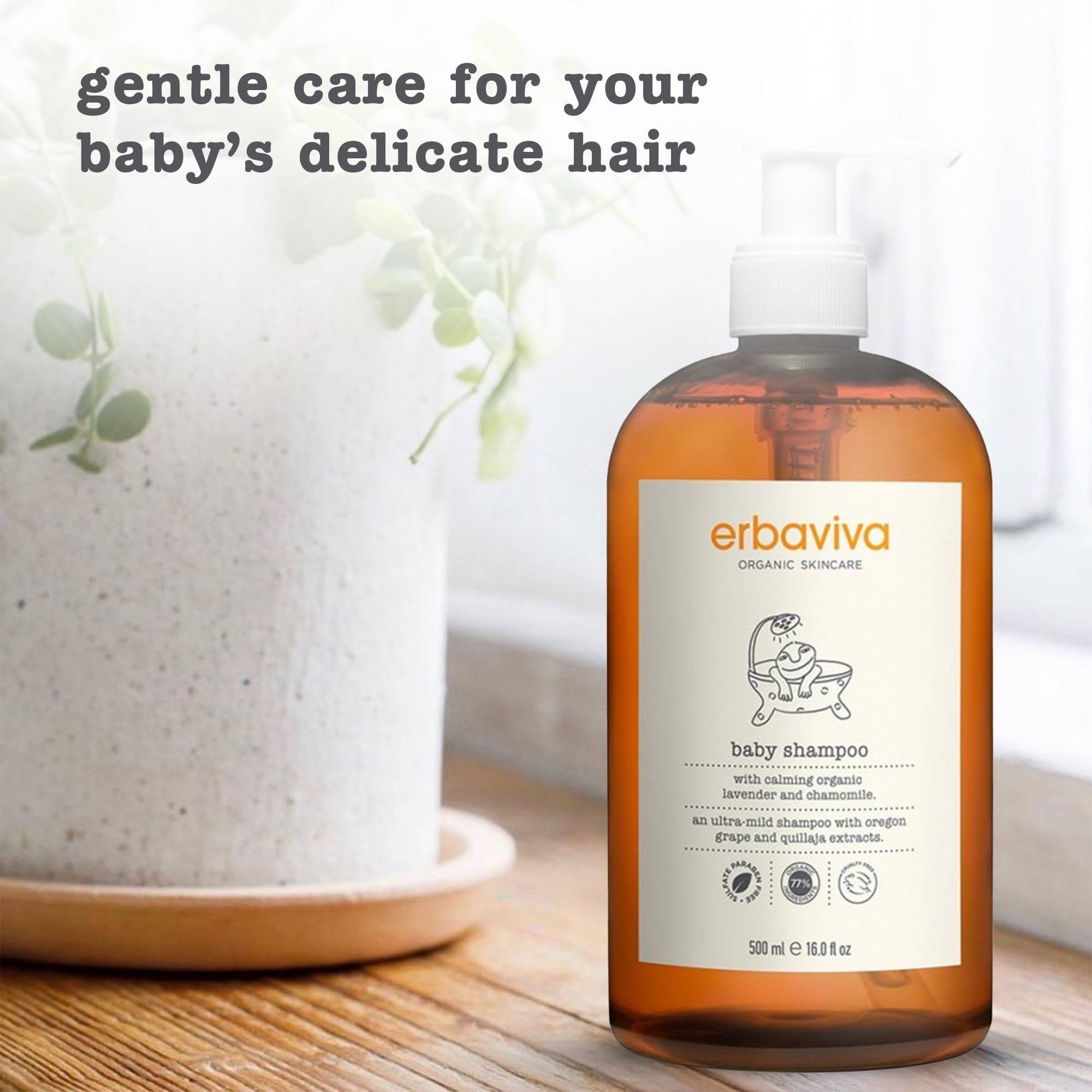 erbaviva Baby Shampoo, 16 Fl Oz – Ultra-Mild Organic Baby Wash