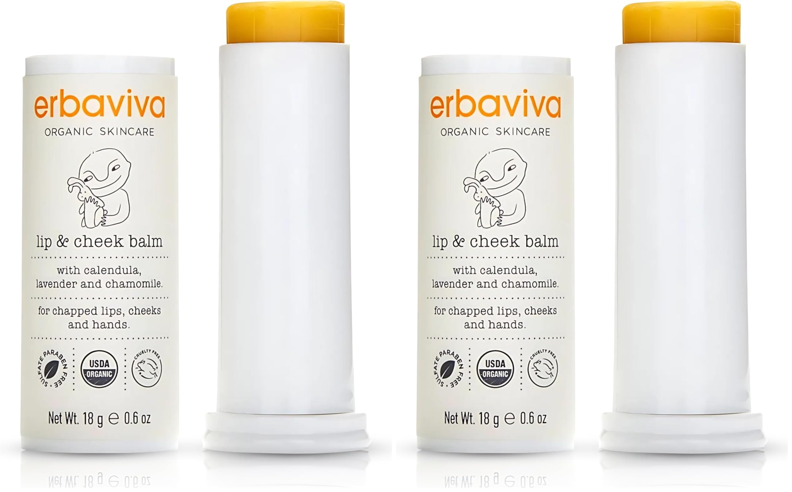 Erbaviva Organic Lip & Cheek Balm – Moisturizing Stick for Baby & Adults | Pack of 2
