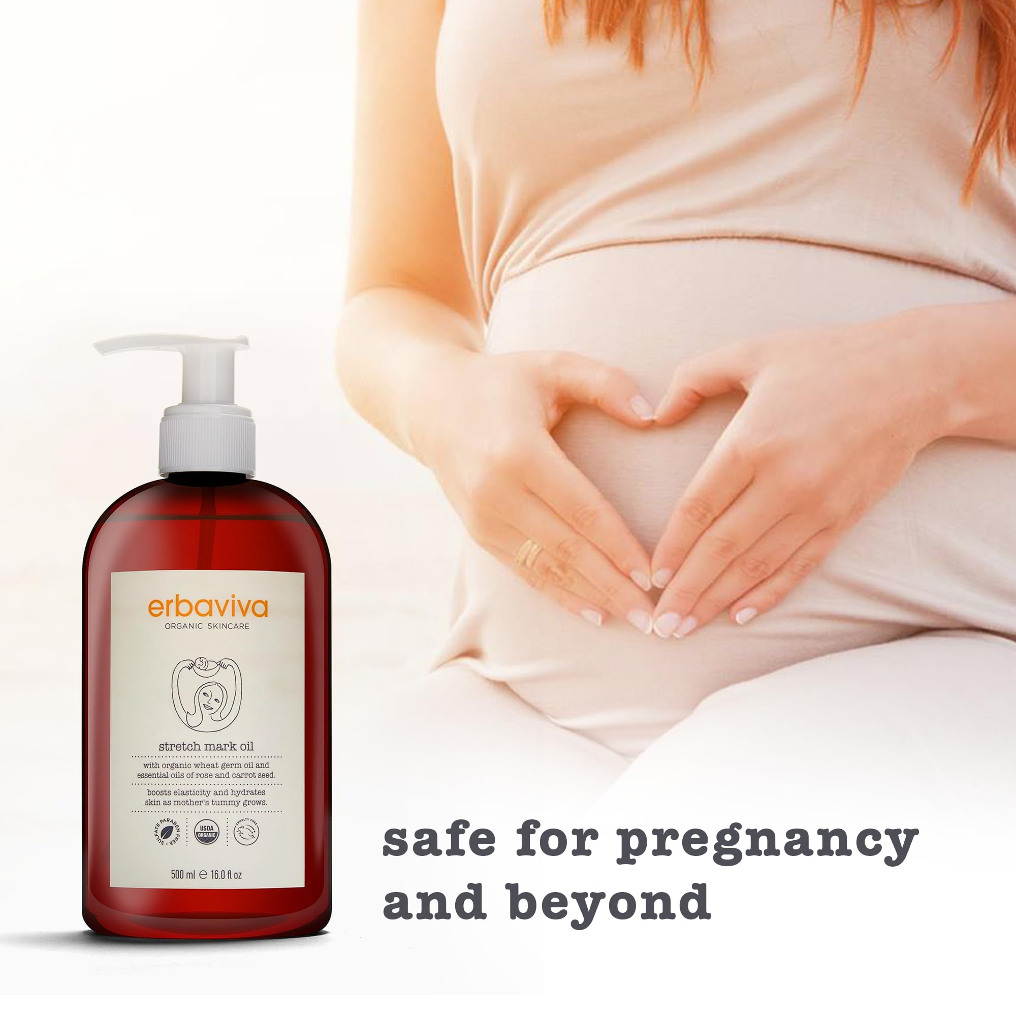 Erbaviva Organic Stretch Mark Oil for Pregnancy – 16 oz
