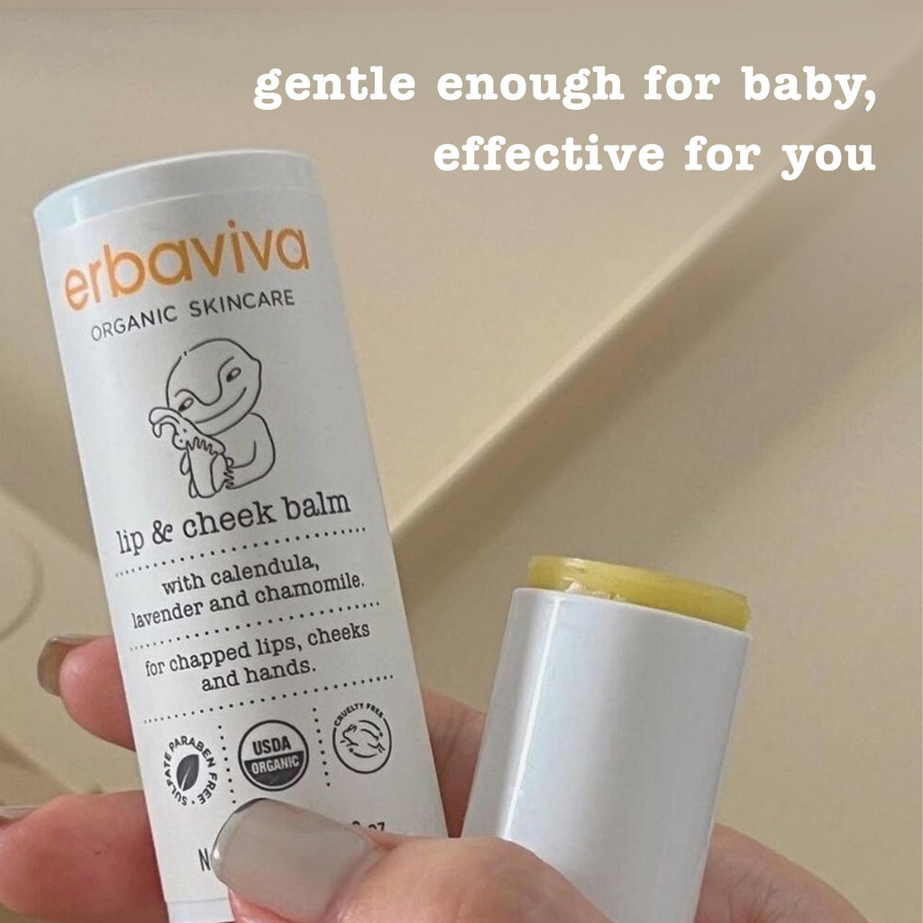 Erbaviva Organic Lip & Cheek Balm – Moisturizing Stick for Baby & Adults | USDA Organic, Shea Butter & Calendula