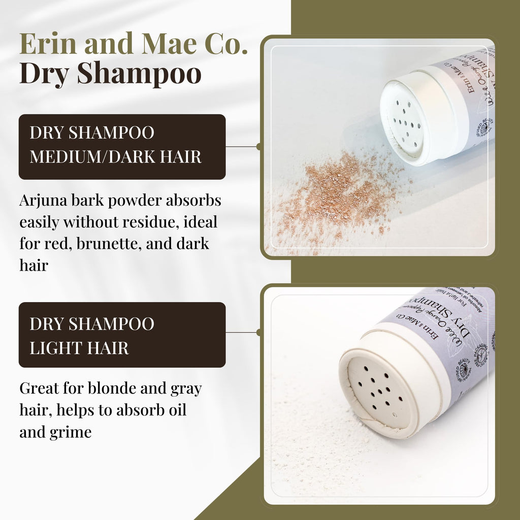 ERIN AND MAE CO. Dry Shampoo Powder – Natural, Non-Aerosol & Fragrance-Free, 2oz Travel Size