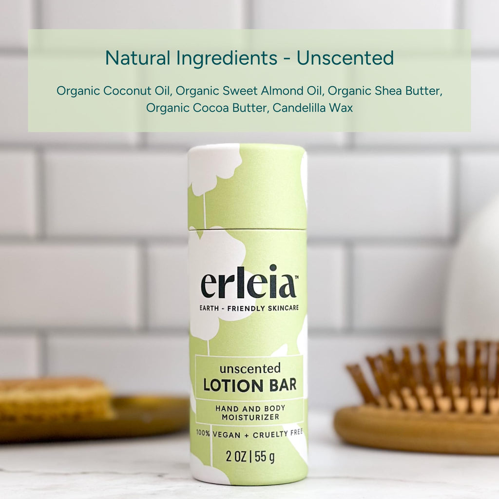 Erleia Travel-Friendly Lotion Bar — Vegan, Cruelty-Free, Plastic-Free, Unscented