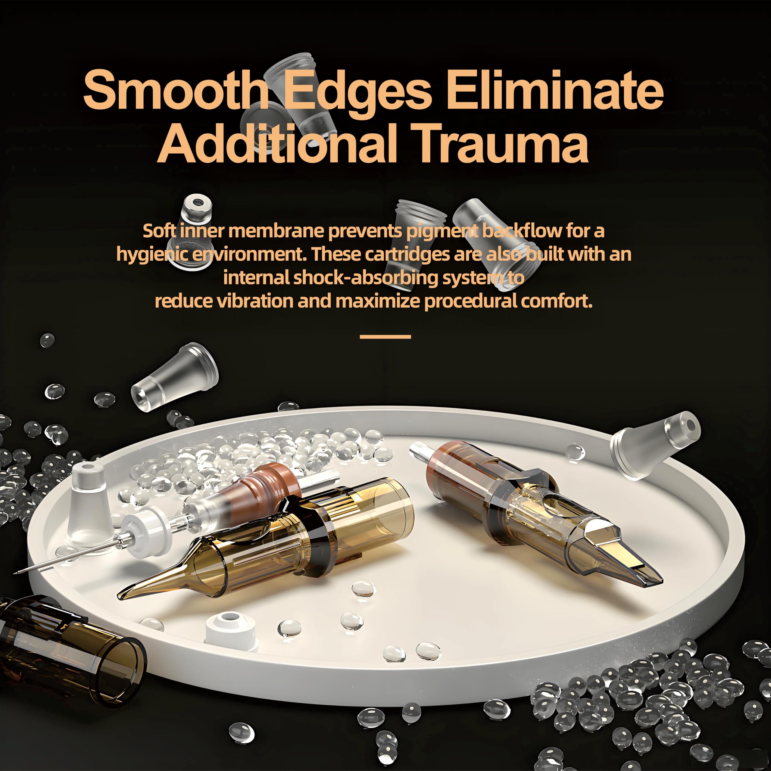 ES ETRSHIELD GEM Tattoo Cartridges – 50pc Needle Assortment (5x Each) RL/RS/M1/RM
