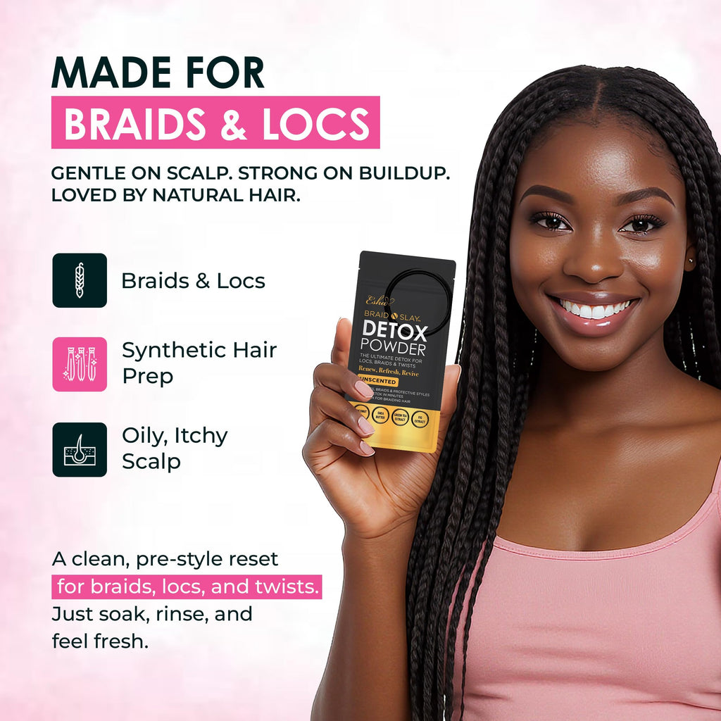 Esha Braid N Slay Detox Powder – Scalp Cleanser for Braids, Locs & Twists (907g, Grapefruit)