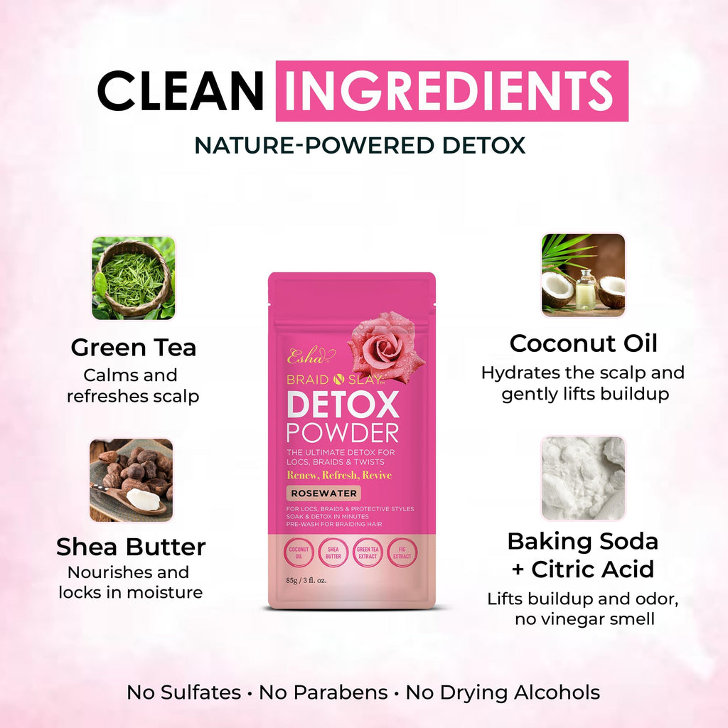 Esha Braid N Slay Detox Powder – Scalp Cleanser for Braids, Locs & Twists (907g, Grapefruit)