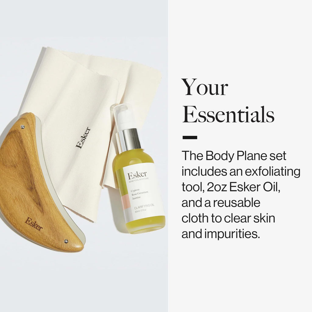 Esker Limited Edition Body Plane Set — Lymphatic Drainage Massager + Luxury Firming Oil | Vegan & Cruelty-Free Gift Set