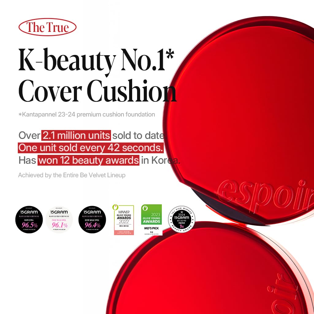 Espoir Be Velvet Cushion Foundation #28.5 Ginger Olive | Long-Lasting Color + Velvet Finish