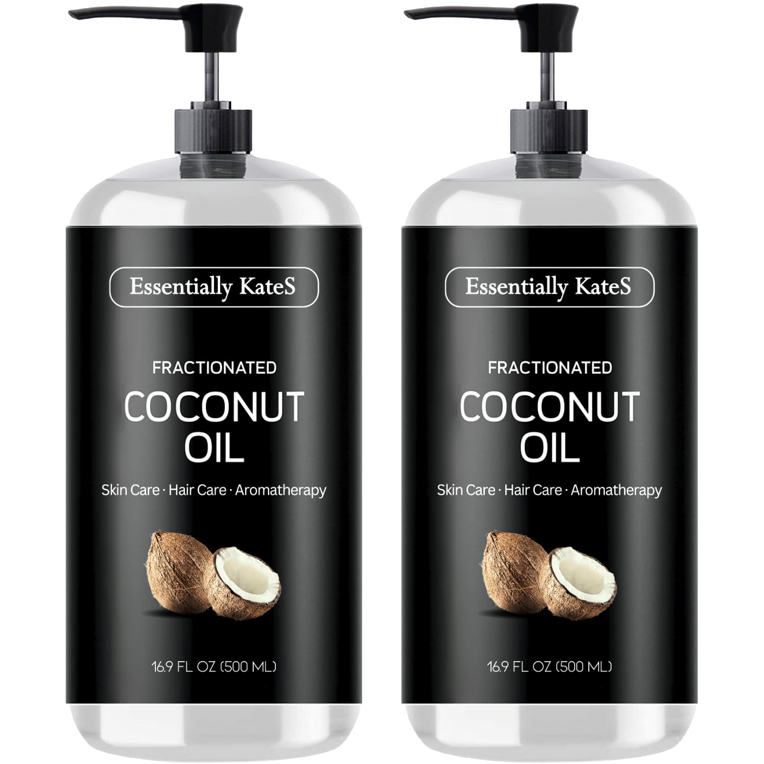 Essentially KateS Fractionated Coconut Oil 2x16 oz Pack (33.8 fl oz) No Scent – Carrier Oil for Essential Oils