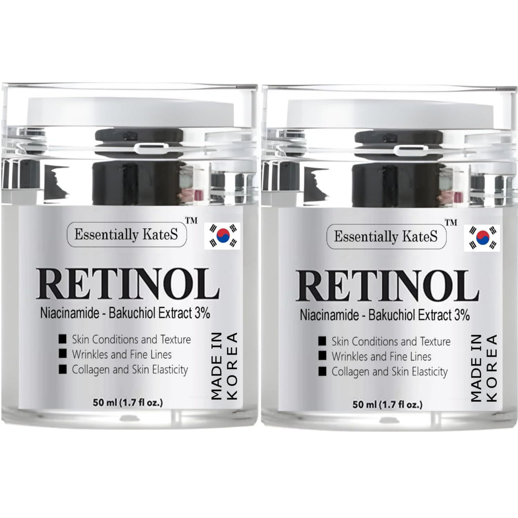 Essentially KateS Retinol Moisturizer Cream 50 ml – Pack of 2 – Face, Eye, Neck & Décolleté – Korean Skincare