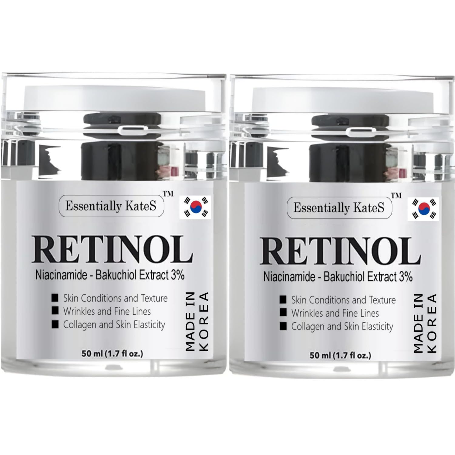 Essentially KateS Retinol Moisturizer Cream 50 ml – Pack of 2 – Face, Eye, Neck & Décolleté – Korean Skincare