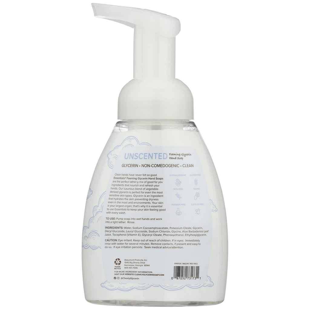 Essentials Foaming Glycerin Hand Soap, Unscented – 2 x 8oz