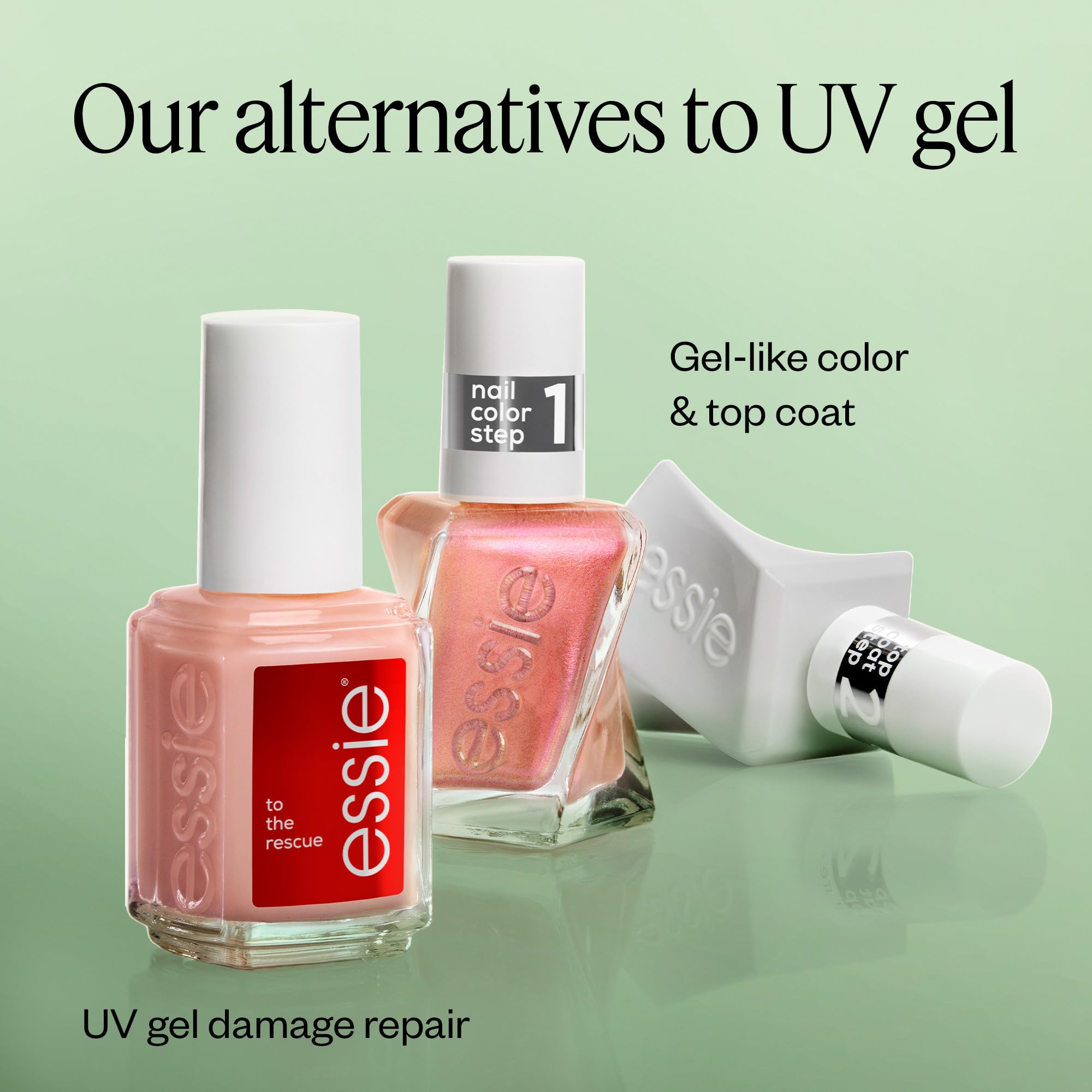 essie gel couture Long-Lasting Nail Polish – Liquid Diamonds, Green & Blue Pearl, Black Diamond