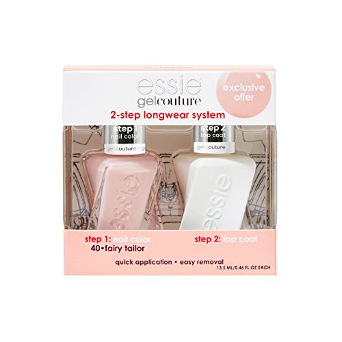 essie Gel Couture Longwear Nail Polish Kit – Sheer Nude Pink + Top Coat (0.46 fl oz each)