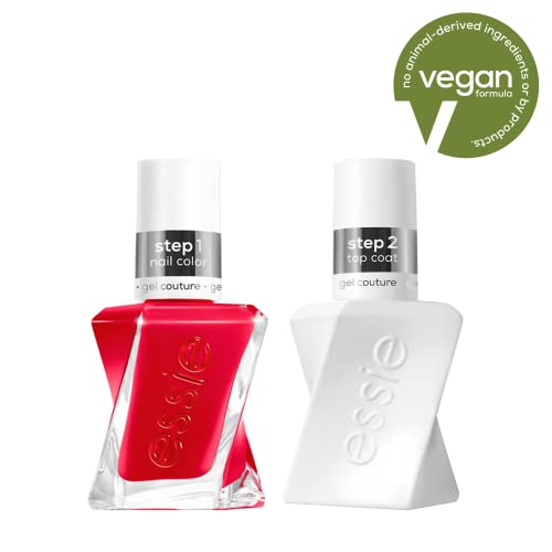 Essie Gel Couture Longwear Nail Polish + Top Coat Kit – Scarlet Red, 0.46 oz Each