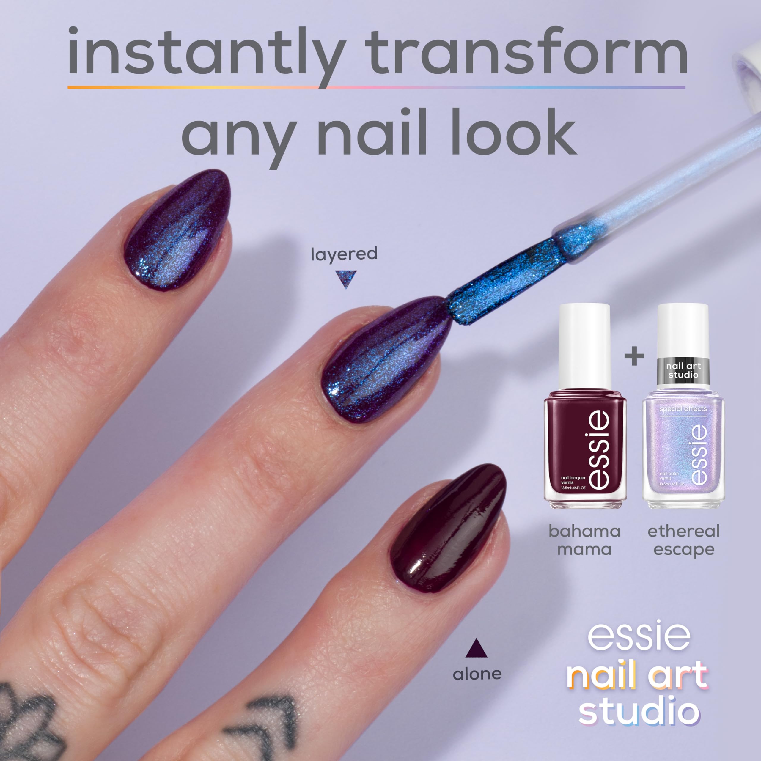 essie Nail Art Studio Special Effects Polish – Bikini Snapped (Riviera Rush Blue Shimmer) 0.46 fl oz