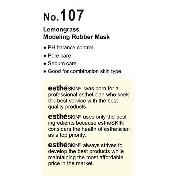 estheSKIN Peel Off Type Modeling Rubber Mask Powder – 30oz (850g) with Measuring Spoon, Lemongrass