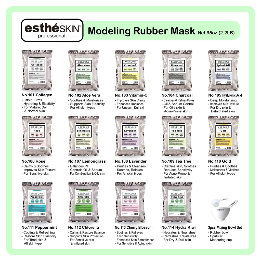 estheSKIN No.105 Hyaluronic Acid Modeling Mask Powder – 2 Pack, 35 oz Each | Pro Facial Treatment