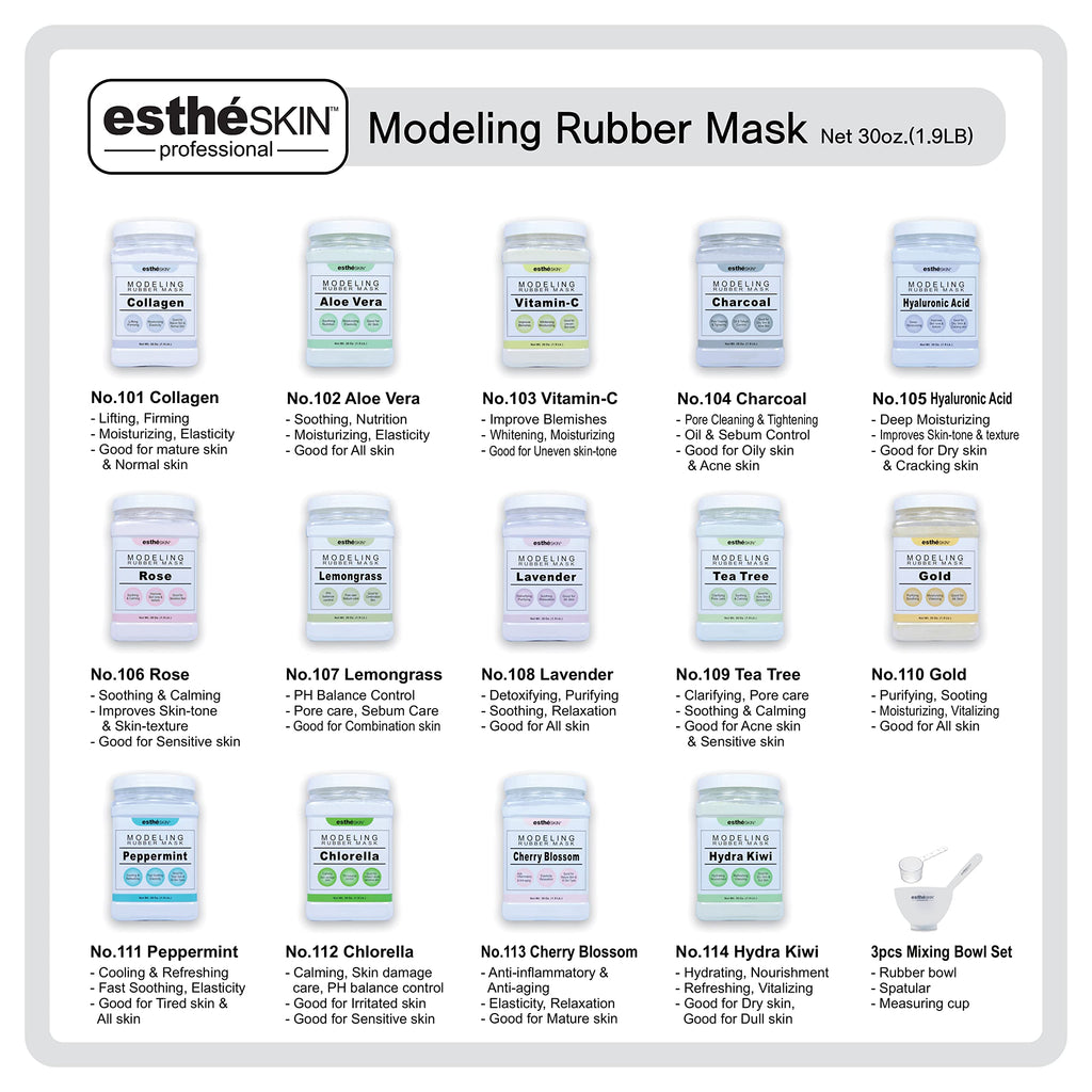 estheSKIN Peel Off Type Modeling Rubber Mask Powder – 30oz (850g) with Measuring Spoon, Lemongrass