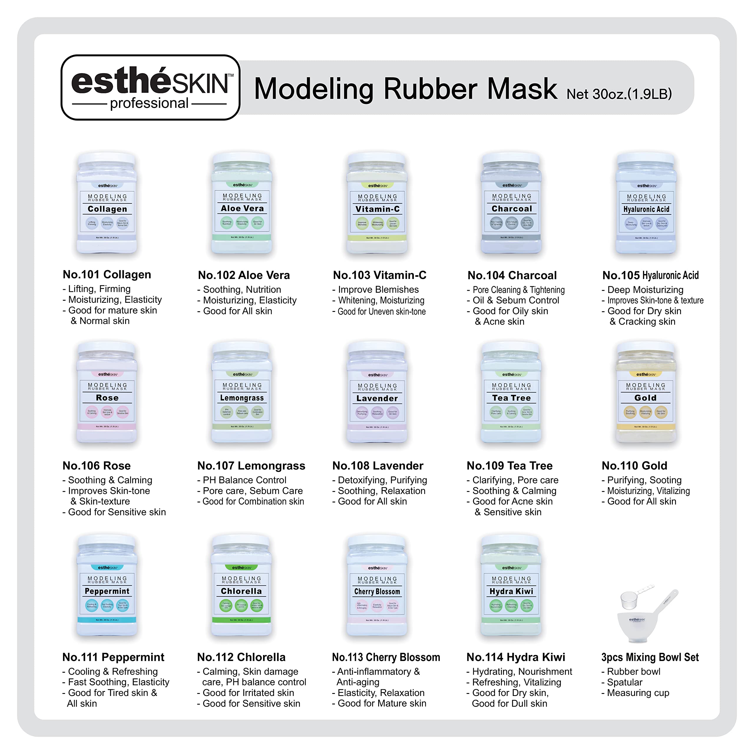 estheSKIN Peel Off Type Modeling Rubber Mask Powder – 30oz (850g) with Measuring Spoon, Lemongrass